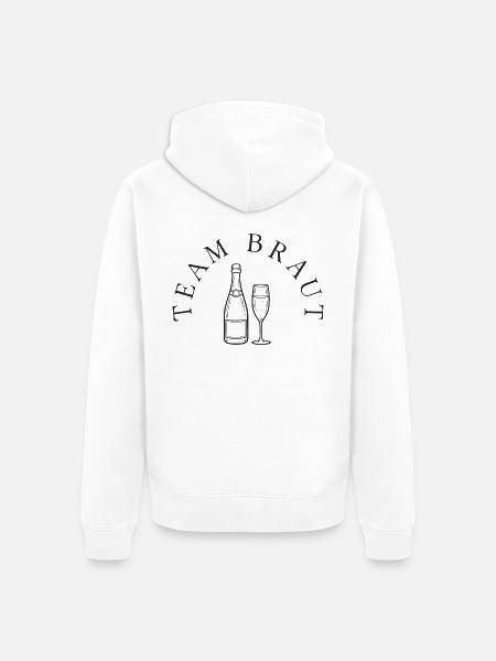 Team Braut mit Sekt - Unisex Premium Bio Zip Hoodie - Weiß