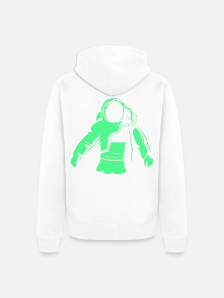 Astronaut Neon Aufdruck - Unisex Premium Bio Zip Hoodie - Weiß