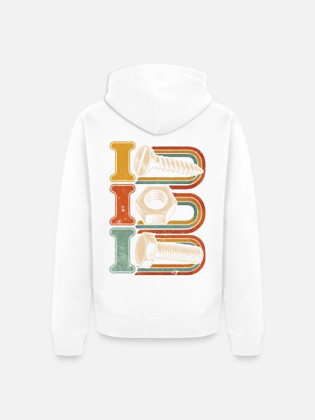 I Bolt Retro Screw Art - Unisex Premium Bio Zip Hoodie - Weiß