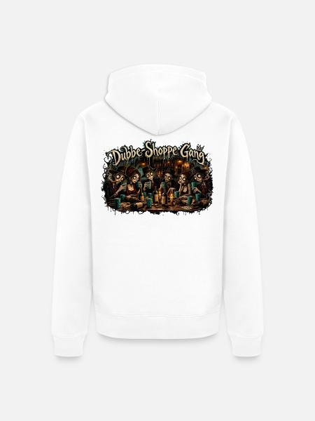 Dubbe-Shoppe Gang – Gothic Streetwear - Unisex Premium Bio Zip Hoodie - Weiß