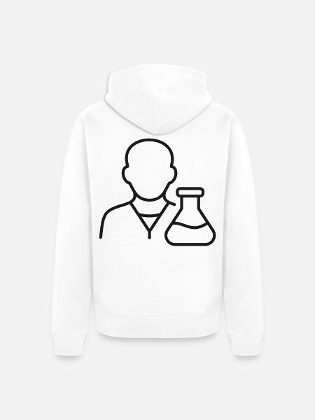 Wissenschaftler mit Laborflaschen-Linien-Symbol - Unisex Premium Bio Zip Hoodie - Weiß