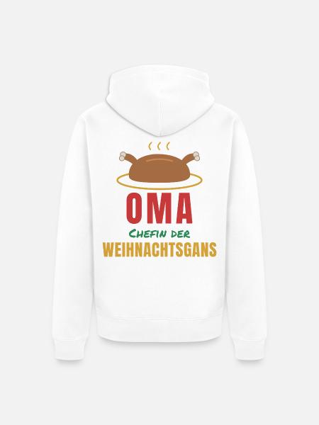 Oma – Chefin der Weihnachtsgans - Unisex Premium Bio Zip Hoodie - Weiß