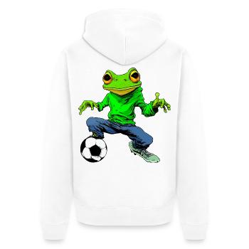 Fussball Frosch - Unisex Premium Bio Zip Hoodie - Weiß - Hinten - Thijin (182cm)