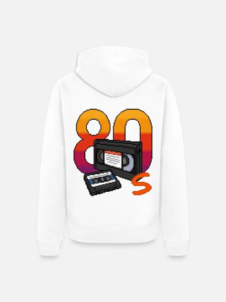 80er Retro - Unisex Premium Bio Zip Hoodie - Weiß