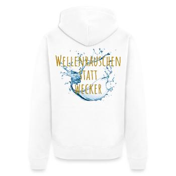 Wellenrauschen statt Wecker - Unisex Premium Bio Zip Hoodie - Weiß - Hinten - Thijin (182cm)