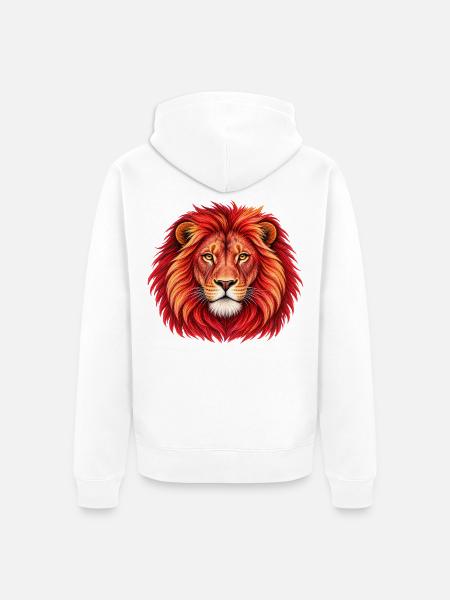 Majestätischer rot-goldener Löwe - Unisex Premium Bio Zip Hoodie - Weiß
