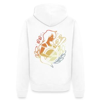 Comic Art Banjospielerin - Unisex Premium Bio Zip Hoodie - Weiß - Hinten - Thijin (182cm)