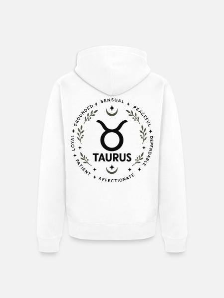 Stier-Tierkreis-Astrologie-Horoskop-Stiersymbol - Unisex Premium Bio Zip Hoodie - Weiß