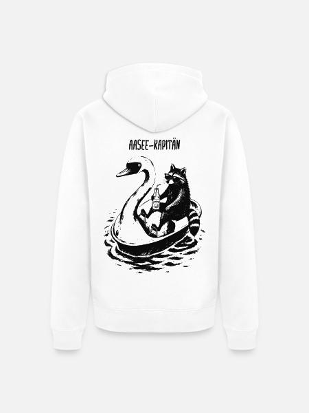 Aasee Kapitän Waschbär Schwan-tretboot - Unisex Premium Bio Zip Hoodie - Weiß