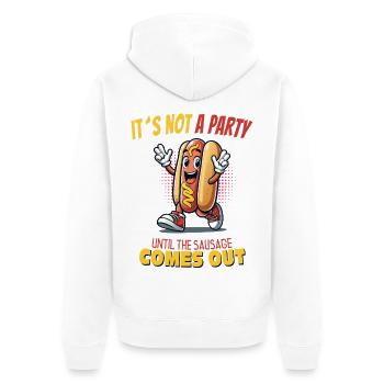 It’s Not a Party Until the Sausage Comes Out - Unisex Premium Bio Zip Hoodie - Weiß - Hinten - Thijin (182cm)