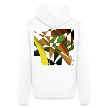 Abstrakte Fragmente Grüner Ocker - Unisex Premium Bio Zip Hoodie - Weiß - Hinten - Thijin (182cm)