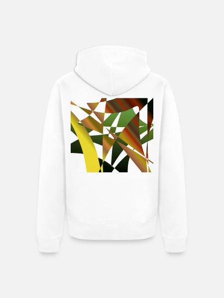 Abstrakte Fragmente Grüner Ocker - Unisex Premium Bio Zip Hoodie - Weiß