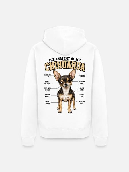 Chihuahua Hundebesitzer T Chihuahua Gassi  - Unisex Premium Bio Zip Hoodie - Weiß