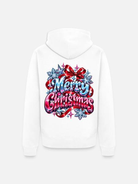 Merry Christmas Glitzer  - Unisex Premium Bio Zip Hoodie - Weiß