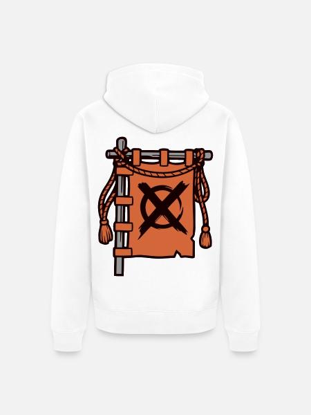 Samurai Banner Flagge Grafik - Unisex Premium Bio Zip Hoodie - Weiß