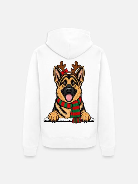Weihnachten Deutscher Schäferhund - Unisex Premium Bio Zip Hoodie - Weiß