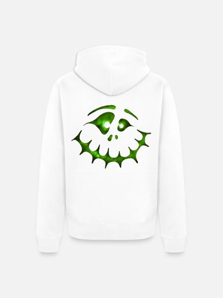 Irres Geistergesicht Grün - Süßes oder Saures - Unisex Premium Bio Zip Hoodie - Weiß