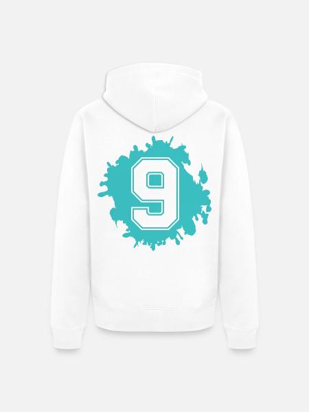 Neun im Neon-Splash - Unisex Premium Bio Zip Hoodie - Weiß