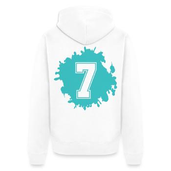 Türkis-Sieben Tinten-Splash - Unisex Premium Bio Zip Hoodie - Weiß - Hinten - Thijin (182cm)