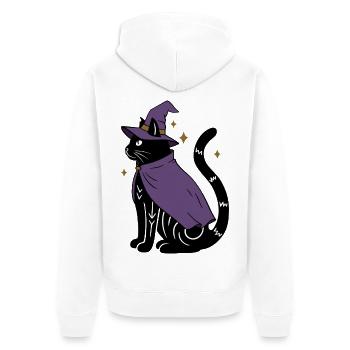 Magische Halloween Katze als Hexe - Bunt - Unisex Premium Bio Zip Hoodie - Weiß - Hinten - Thijin (182cm)