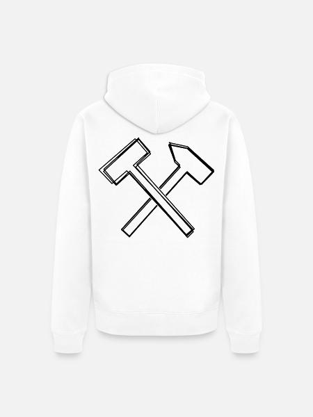 Schlägel und Eisen handgezeichnet - Unisex Premium Bio Zip Hoodie - Weiß