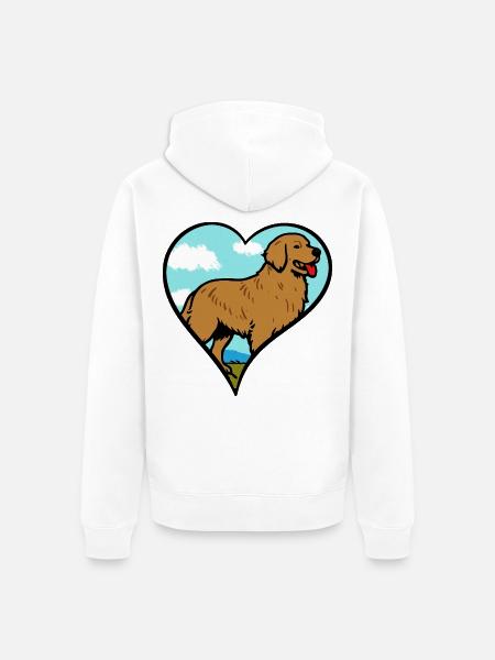 Golden Retriever Liebe Herz - Unisex Premium Bio Zip Hoodie - Weiß