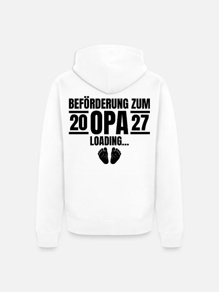 Beförderung zum Opa 2027 Loading - Unisex Premium Bio Zip Hoodie - Weiß