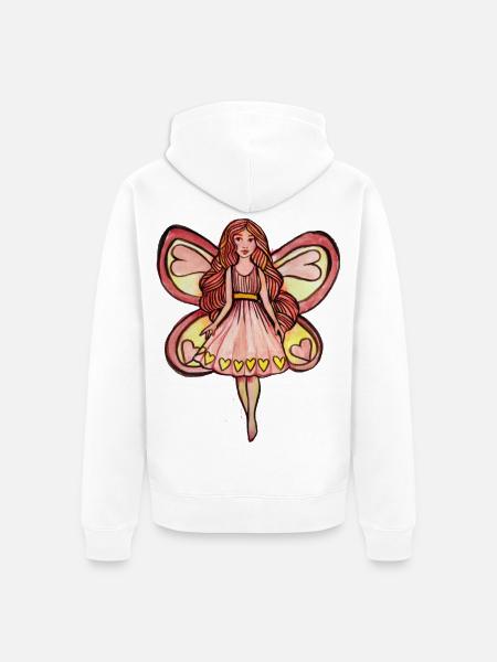 Feenherz-Flügel-Kleid - Unisex Premium Bio Zip Hoodie - Weiß