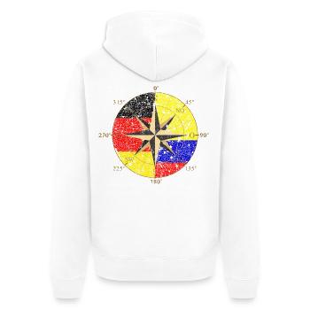 Deutschland und Kolumbien Kompass - Unisex Premium Bio Zip Hoodie - Weiß - Hinten - Thijin (182cm)
