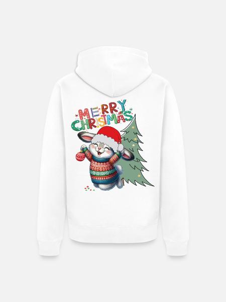 Fröhlicher Weihnachtshase - Unisex Premium Bio Zip Hoodie - Weiß