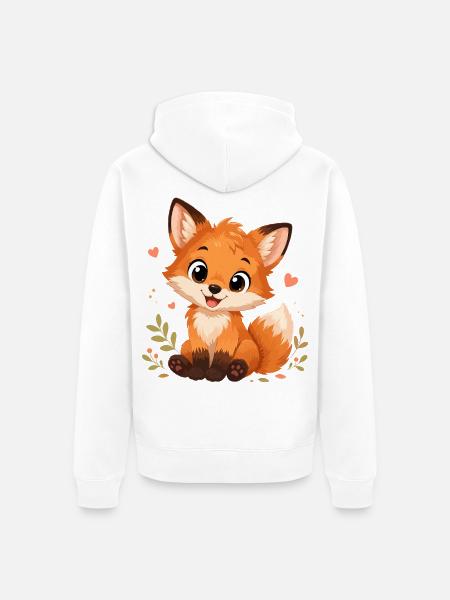Süßer Kawaii Fuchs - Unisex Premium Bio Zip Hoodie - Weiß
