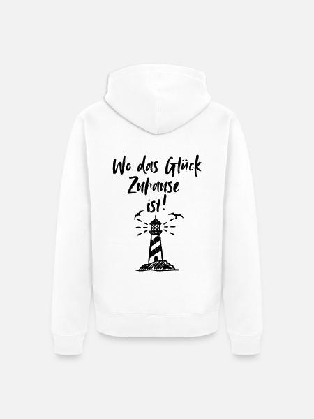 Wo das Glück Zuhause ist - Unisex Premium Bio Zip Hoodie - Weiß