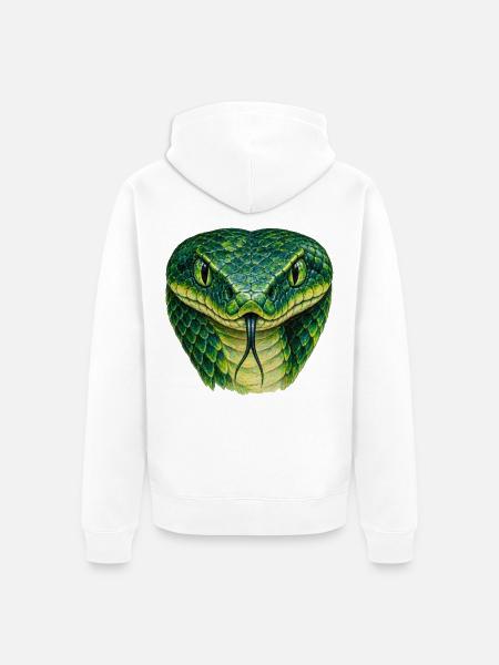 Smaragdgrüner Schlangenkopf - Unisex Premium Bio Zip Hoodie - Weiß