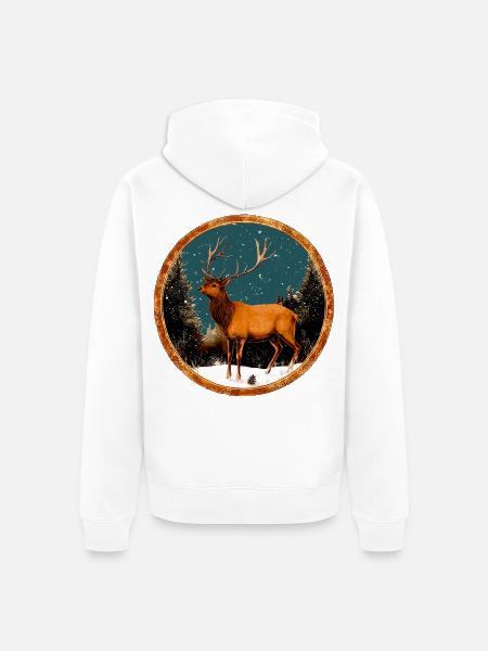 Hirsch - Unisex Premium Bio Zip Hoodie - Weiß
