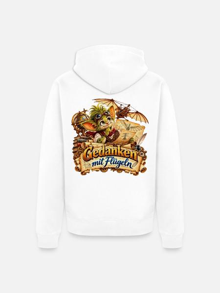 Wenuma Gedanken mit Flügeln - Unisex Premium Bio Zip Hoodie - Weiß