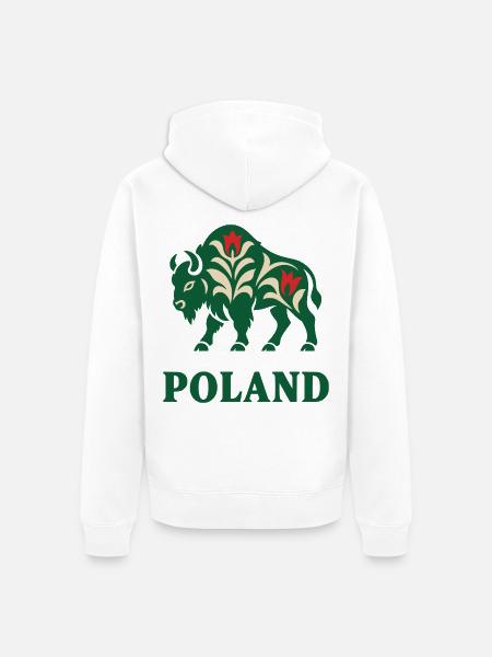 Polnische Bison-Volkskunst Polen Souvenir - Unisex Premium Bio Zip Hoodie - Weiß