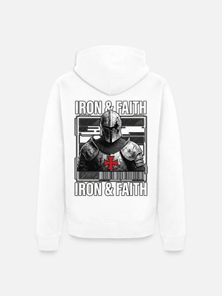 Iron Ritter Bibel Orden - Unisex Premium Bio Zip Hoodie - Weiß