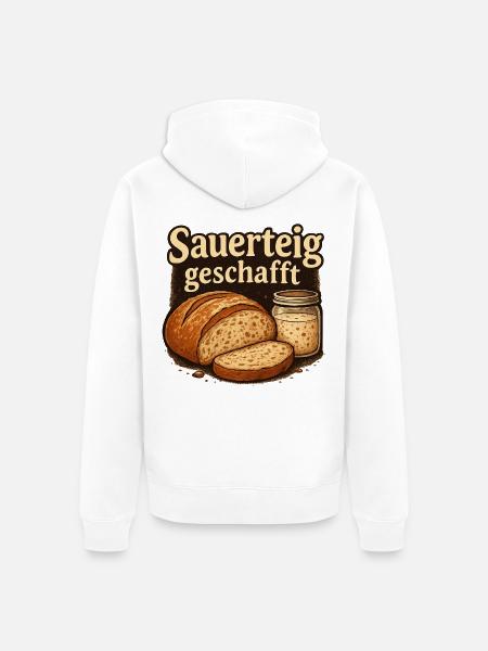 Sauerteig Geschenk für Hobbybäcker - Unisex Premium Bio Zip Hoodie - Weiß