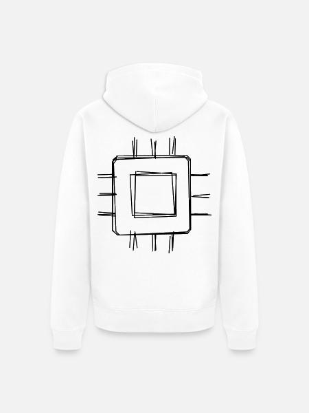 Prozessor handgezeichnet - Unisex Premium Bio Zip Hoodie - Weiß
