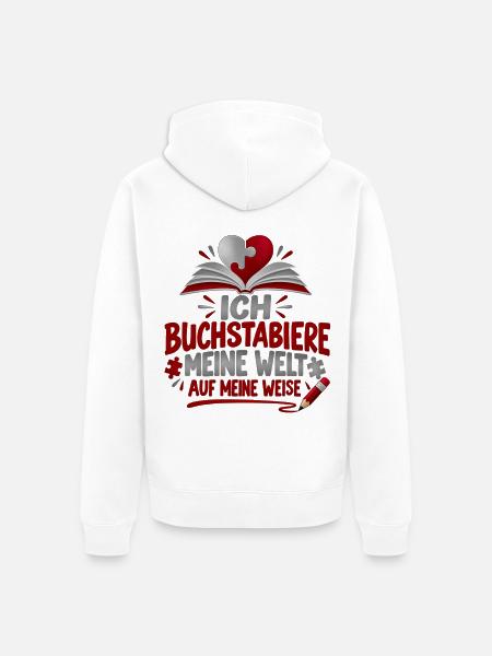 Legasthenie Legastheniker LRS Bewusstsein - Unisex Premium Bio Zip Hoodie - Weiß