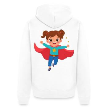 Kawaii Comic Superheldin Power Mädchen T-Shirt - Unisex Premium Bio Zip Hoodie - Weiß - Hinten - Thijin (182cm)