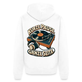 Kurze Pause Ganze Seite Vinylturntable - Unisex Premium Bio Zip Hoodie - Weiß - Hinten - Thijin (182cm)