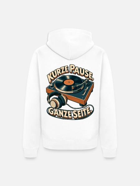 Kurze Pause Ganze Seite Vinylturntable - Unisex Premium Bio Zip Hoodie - Weiß