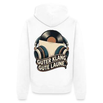 Guter Klang Gute Laune Vinyl - Unisex Premium Bio Zip Hoodie - Weiß - Hinten - Thijin (182cm)