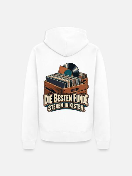 Vinyl Schätze in Holzkiste - Unisex Premium Bio Zip Hoodie - Weiß