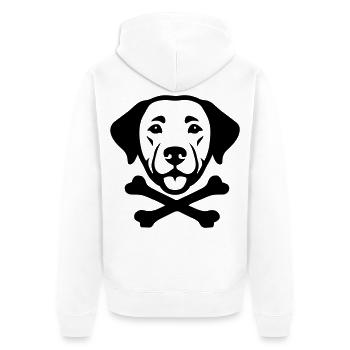Hundekopf Knochen Logo - Unisex Premium Bio Zip Hoodie - Weiß - Hinten - Thijin (182cm)