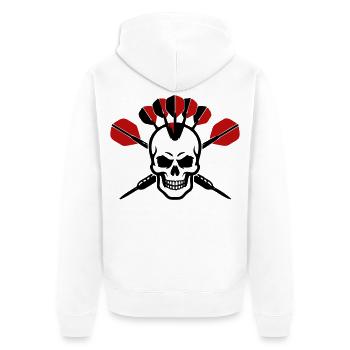 Totenkopf Dartpfeile Logo - Unisex Premium Bio Zip Hoodie - Weiß - Hinten - Thijin (182cm)
