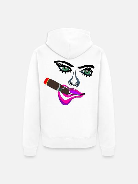 Neon Lippen Pop-Art Zigarre - Unisex Premium Bio Zip Hoodie - Weiß
