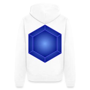 Azure Hexa Prism Glow - Unisex Premium Bio Zip Hoodie - Weiß - Hinten - Thijin (182cm)