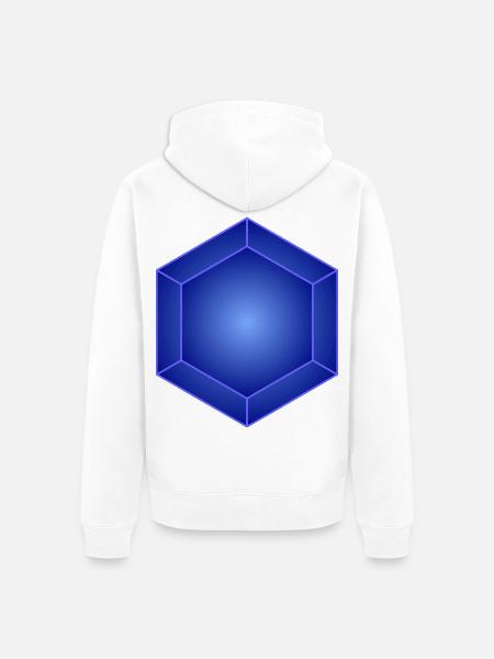Azure Hexa Prism Glow - Unisex Premium Bio Zip Hoodie - Weiß
